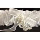 White Garter with Beads and Ruffle for Wedding Reception 